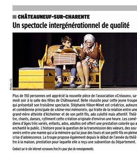 Article elogieux charente libre aime